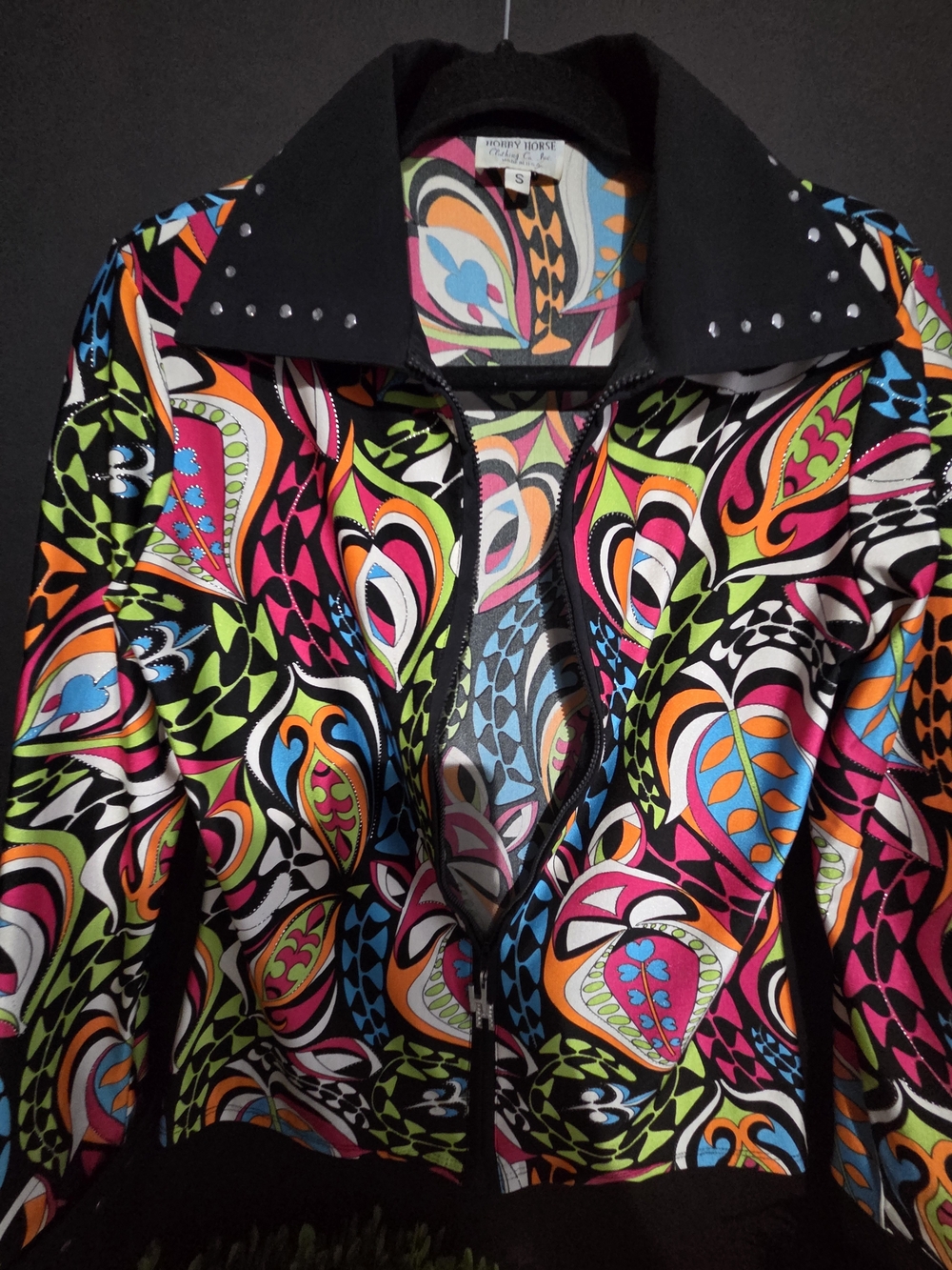 VTG Esquestian Western Show Stud-Trim Multicolor Pattern Jacket - Women, Size S - Picture 5 of 16